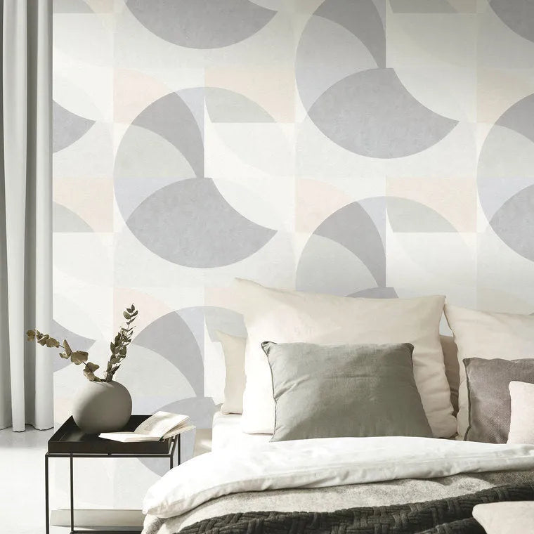 Closeup of a wallpaper showing its Contemporary, Geometric, Multicolour, Neutrals pattern, color, and texture.