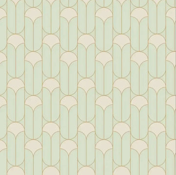 Closeup of a wallpaper showing its Art-Deco, Neutrals, Two-tone pattern, color, and subtle texture.