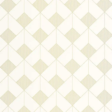 Closeup of a wallpaper showing its Art-Deco, Geometric, Neutrals, Two-tone pattern, color, and subtle texture.