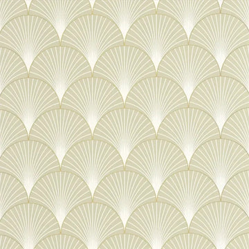 Closeup of a wallpaper showing its Art-Deco, Contemporary, Neutrals, Two-tone pattern, color, and subtle texture.