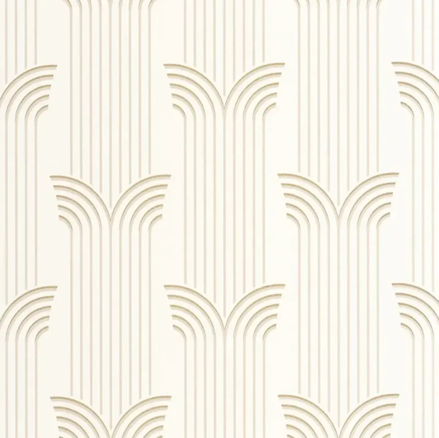Closeup of a wallpaper showing its Art-Deco, Contemporary, Neutrals pattern, color, and subtle texture.