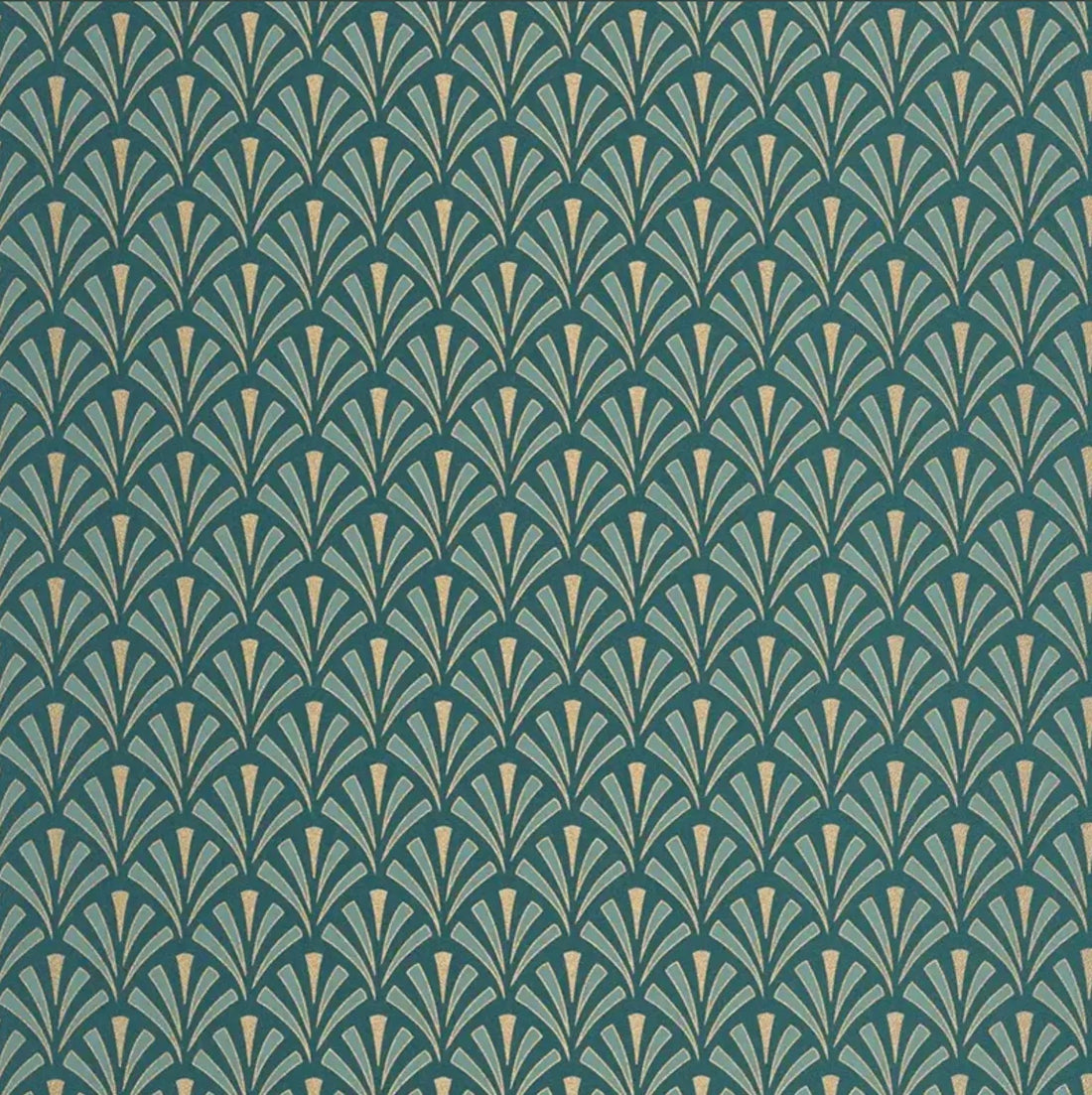 Closeup of a wallpaper showing its Art-Deco, Contemporary pattern, color, and subtle texture.