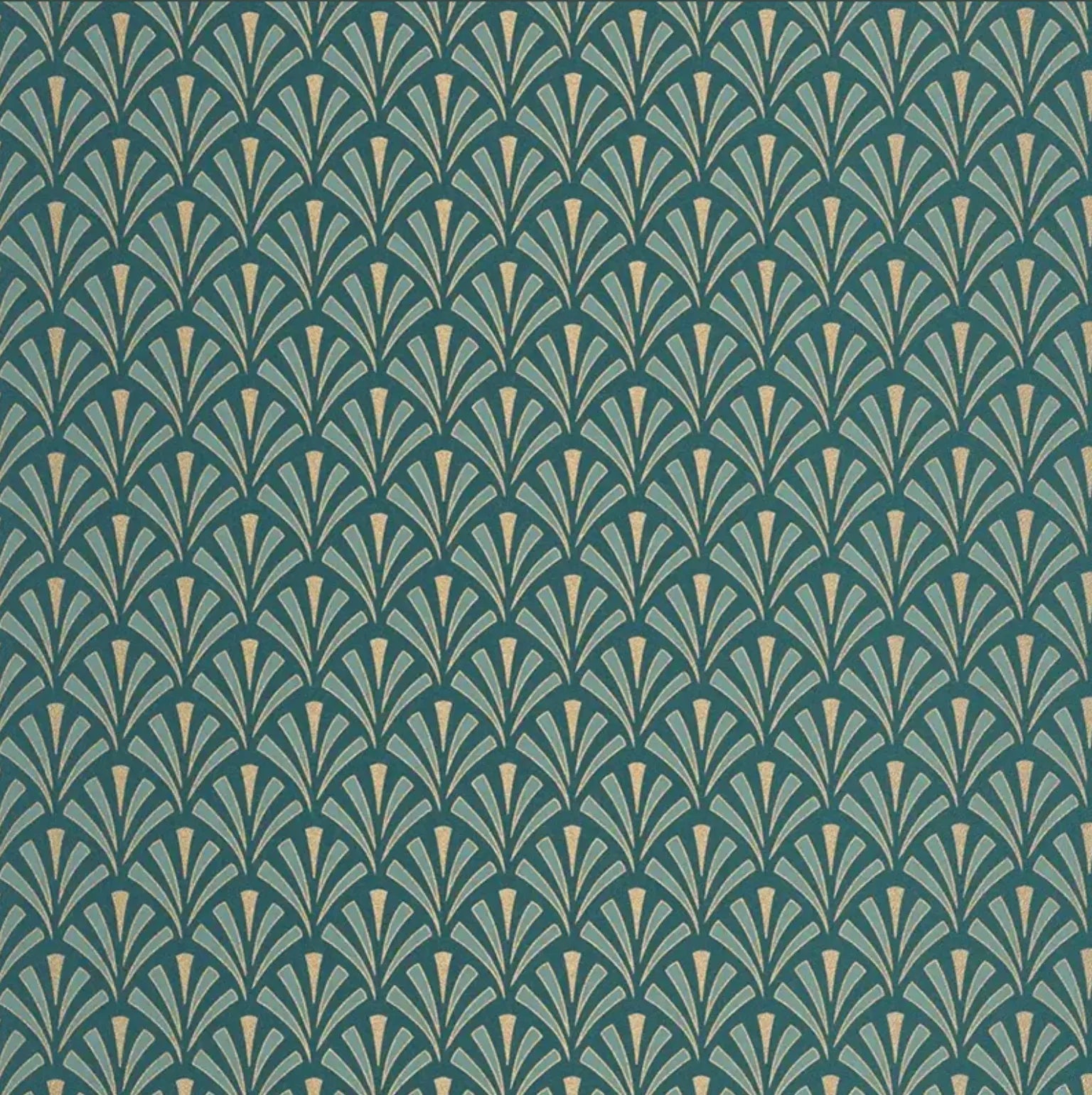 Closeup of a wallpaper showing its Art-Deco, Contemporary pattern, color, and subtle texture.