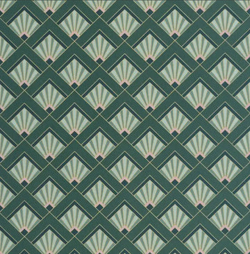 Closeup of a wallpaper showing its Art-Deco, Contemporary, Geometric pattern, color, and subtle texture.