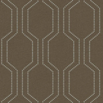 Closeup of a wallpaper showing its Brown, Contemporary, Geometric, Trellis, Unicolour pattern, color, and subtle texture.