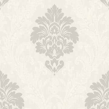 Closeup of a wallpaper showing its Damask, Neutrals, Textures, Two-tone pattern, color, and subtle texture.