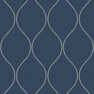 Closeup of a wallpaper showing its Blue, Contemporary, Trellis, Unicolour pattern, color, and subtle texture.