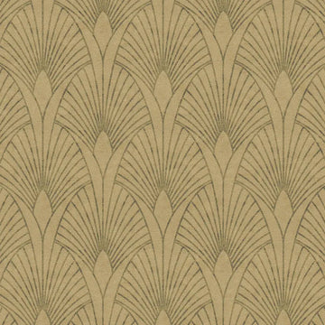 Closeup of a wallpaper showing its Art-Deco, Gold, Neutrals pattern, color, and texture.