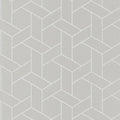 Closeup of a wallpaper showing its Art-Deco, Contemporary, Geometric, Neutrals, Two-tone pattern, color, and subtle texture.