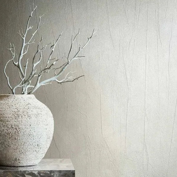 Wallpaper installed in a room showing its full pattern, color