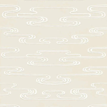 Closeup of a wallpaper showing its Art-Deco, Geometric, Neutrals, Two-tone pattern, color, and subtle texture.