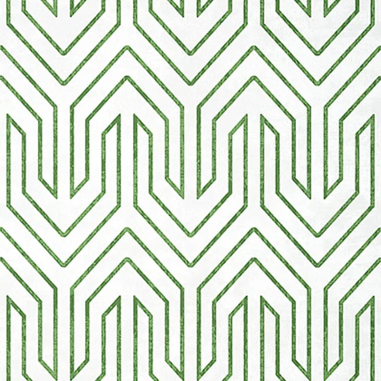 Closeup of a wallpaper showing its Art-Deco, Chevron, Two-tone pattern, color, and subtle texture.