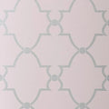 Closeup of a wallpaper showing its Art-Deco, Damask, Two-tone pattern, color, and subtle texture.