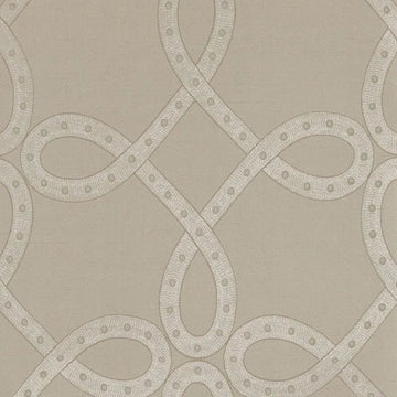 Closeup of a wallpaper showing its Art-Deco, Damask, Neutrals, Two-tone pattern, color, and subtle texture.