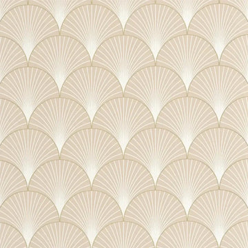 Closeup of a wallpaper showing its Art-Deco, Contemporary, Neutrals, Two-tone pattern, color, and subtle texture.
