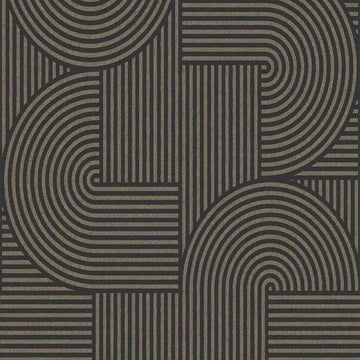 Closeup of a wallpaper showing its Art-Deco, Black, Contemporary, Monochrome pattern, color, and subtle texture.
