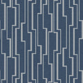 Closeup of a wallpaper showing its Blue, Contemporary, Geometric, Silver, Two-tone pattern, color, and subtle texture.