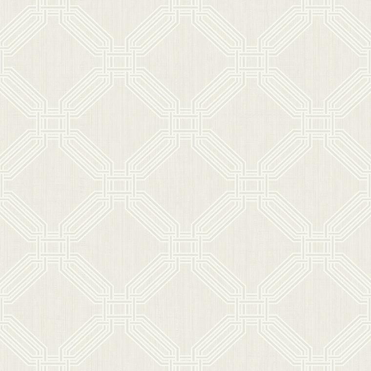 Closeup of a wallpaper showing its Art-Deco, Cream, Geometric, Neutrals, Unicolour pattern, color, and subtle texture.