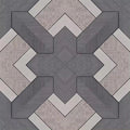 Closeup of a wallpaper showing its Black, Geometric, Taupe, Wood-veneer pattern, color, and subtle texture.
