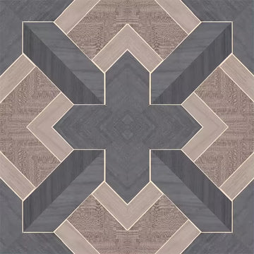 Closeup of a wallpaper showing its Black, Brown, Geometric, Wood-veneer pattern, color, and subtle texture.