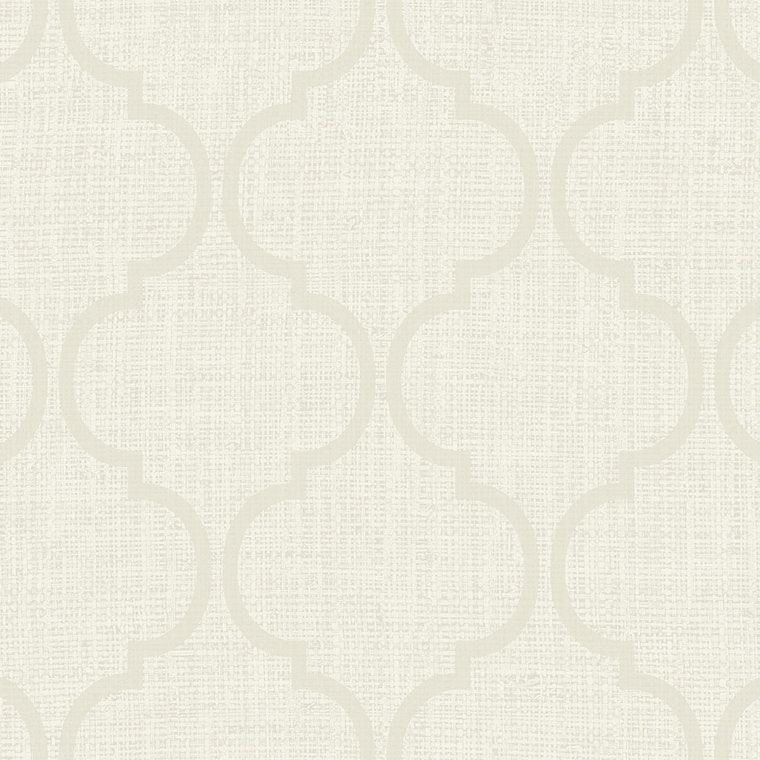 Closeup of a wallpaper showing its Cream, Neutrals, Trellis, Unicolour, Vinyl pattern, color, and subtle texture.
