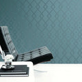 Wallpaper installed in a room showing its full pattern, color