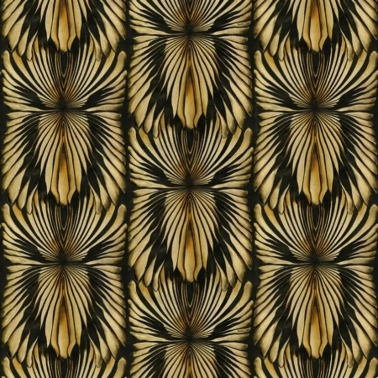 Closeup of a wallpaper showing its Art-Deco, Black, Gold, Luxury, Textures, Vinyl pattern, color, and subtle texture.