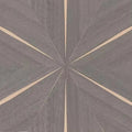 Closeup of a wallpaper showing its Brown, Geometric, Wood-veneer pattern, color, and subtle texture.