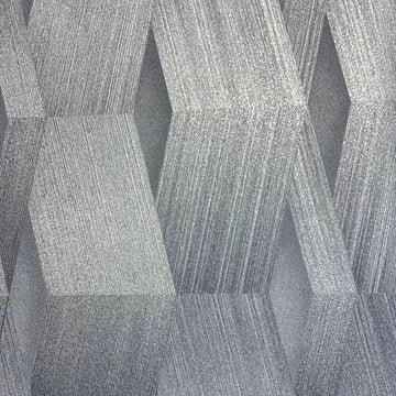 Closeup of a wallpaper showing its Contemporary, Geometric, Monochrome, Silver pattern, color, and subtle texture.