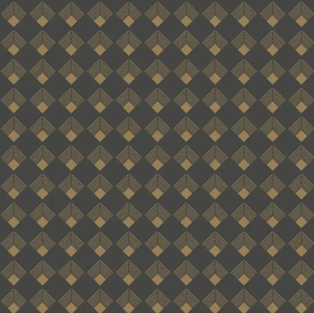 Closeup of a wallpaper showing its Art-Deco, Geometric pattern, color, and subtle texture.