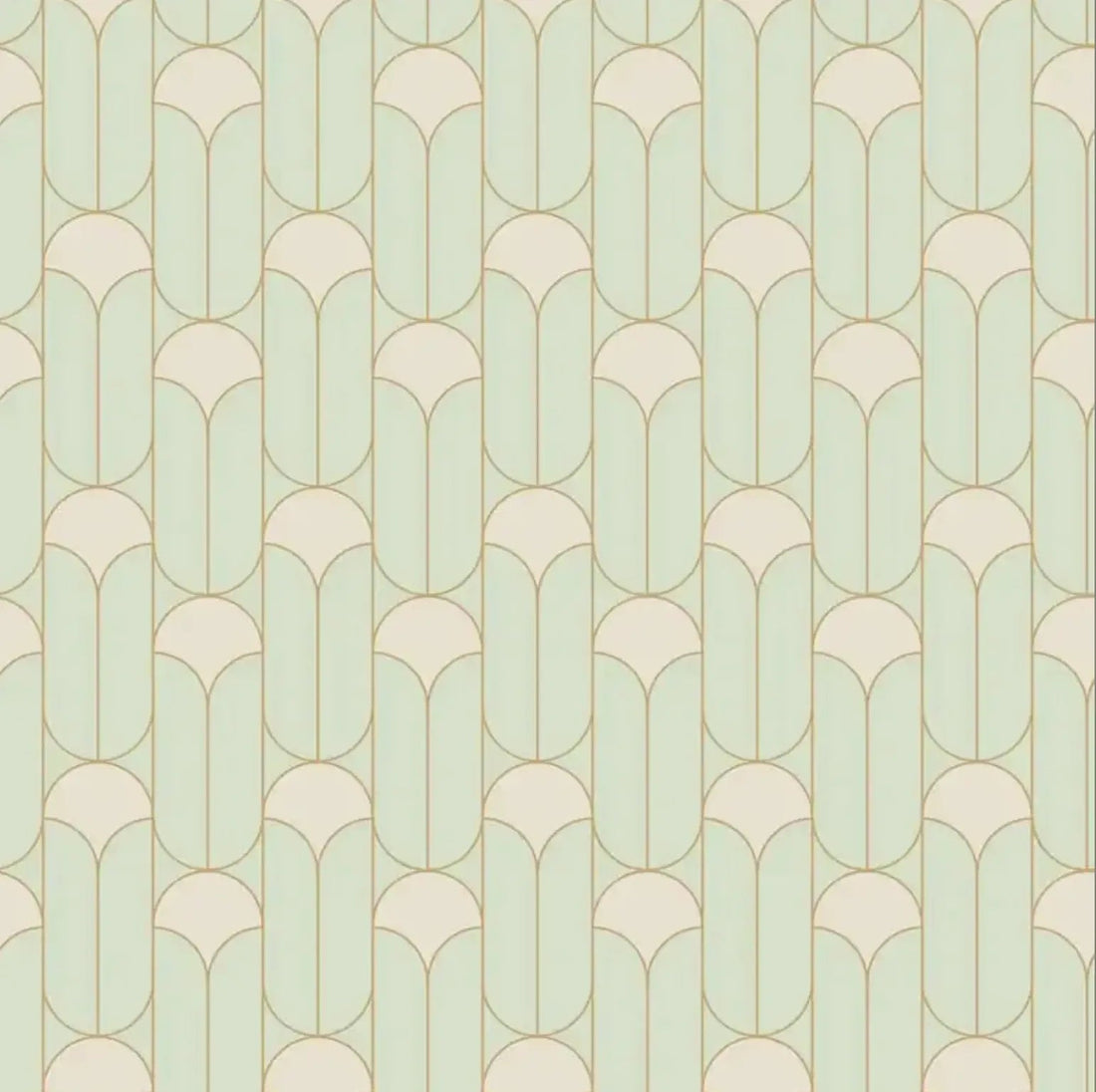 Closeup of a wallpaper showing its Art-Deco, Neutrals, Two-tone pattern, color, and subtle texture.