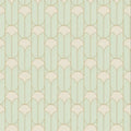 Closeup of a wallpaper showing its Art-Deco, Neutrals, Two-tone pattern, color, and subtle texture.