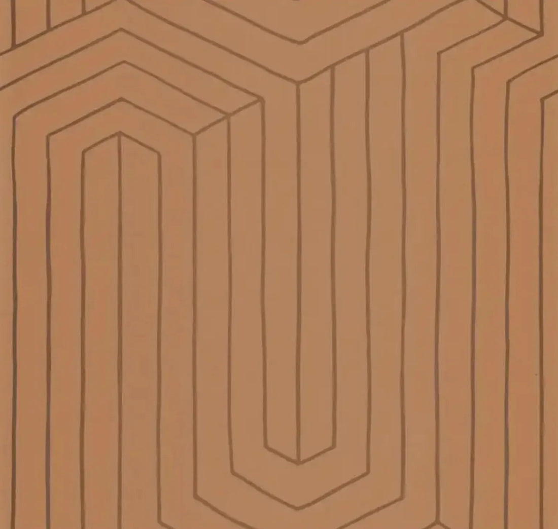 Closeup of a wallpaper showing its Art-Deco, Geometric, Neutrals pattern, color, and subtle texture.