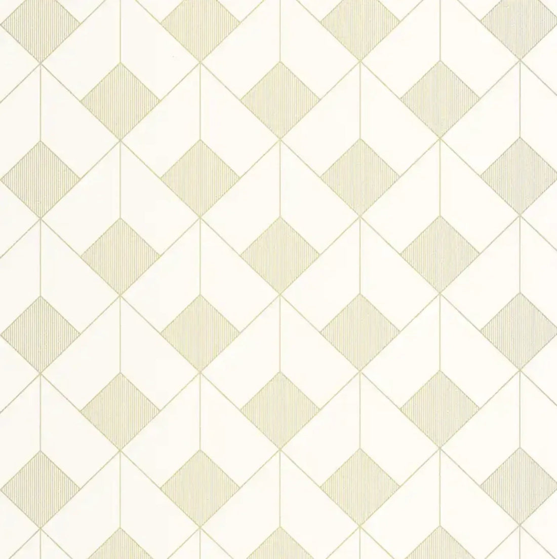 Closeup of a wallpaper showing its Art-Deco, Geometric, Neutrals, Two-tone pattern, color, and subtle texture.