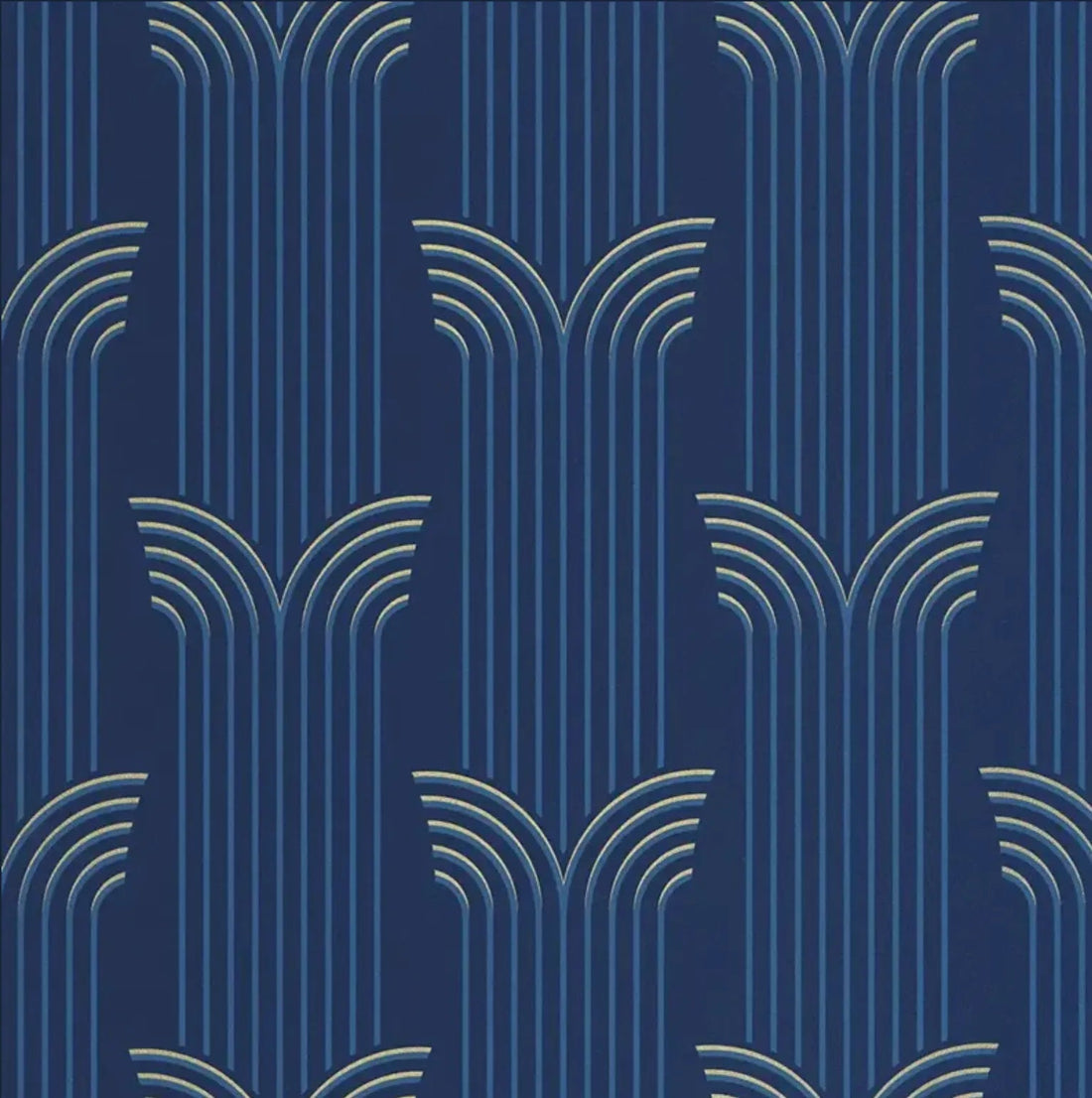 Closeup of a wallpaper showing its Art-Deco, Contemporary pattern, color, and subtle texture.