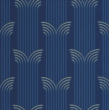 Closeup of a wallpaper showing its Art-Deco, Contemporary pattern, color, and subtle texture.