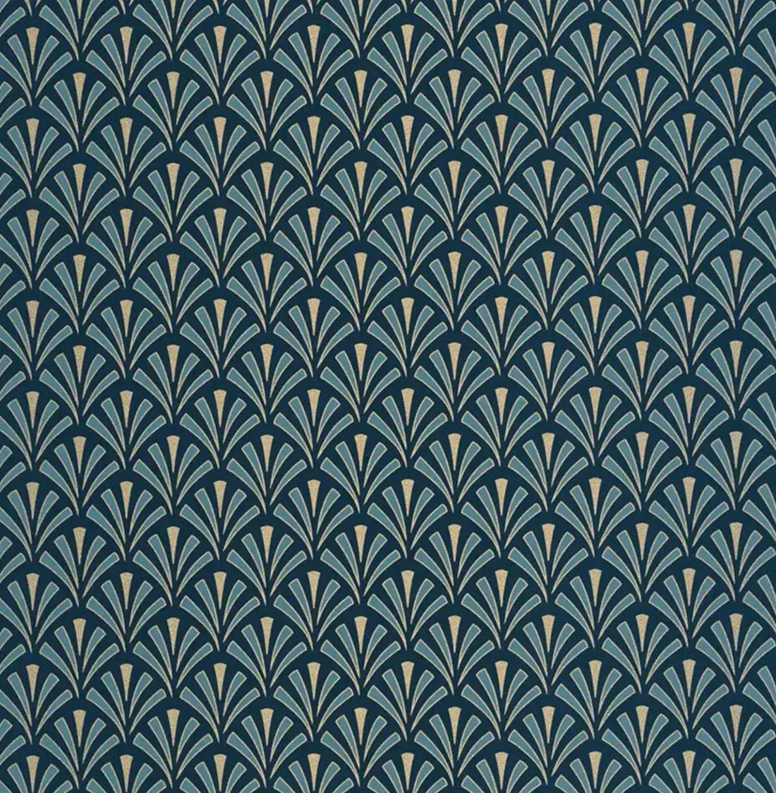 Closeup of a wallpaper showing its Art-Deco, Contemporary pattern, color, and subtle texture.