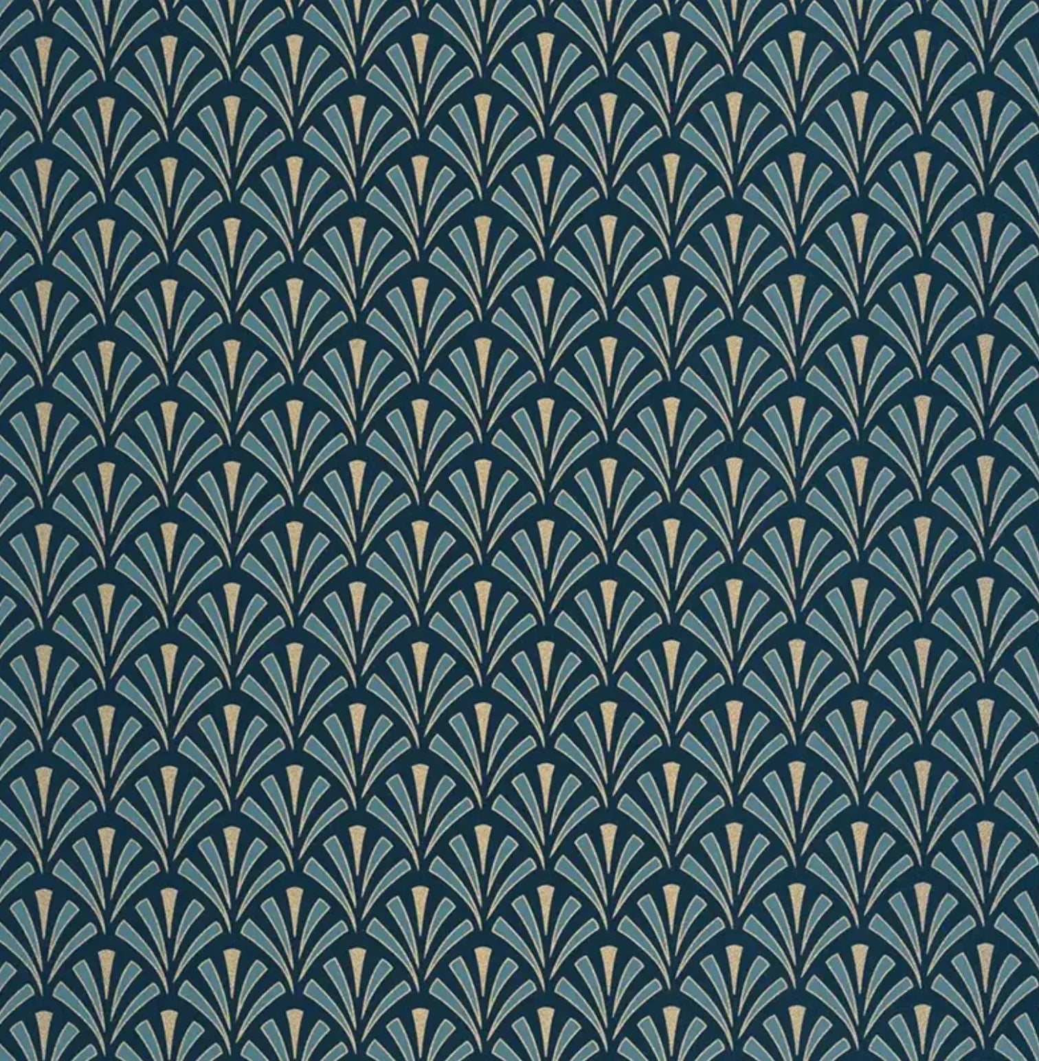 Closeup of a wallpaper showing its Art-Deco, Contemporary pattern, color, and subtle texture.
