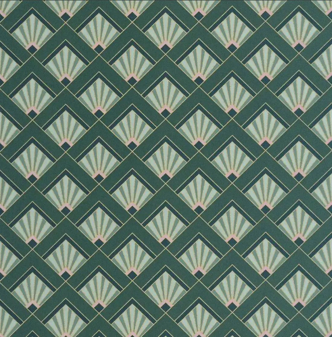 Closeup of a wallpaper showing its Art-Deco, Contemporary, Geometric pattern, color, and subtle texture.