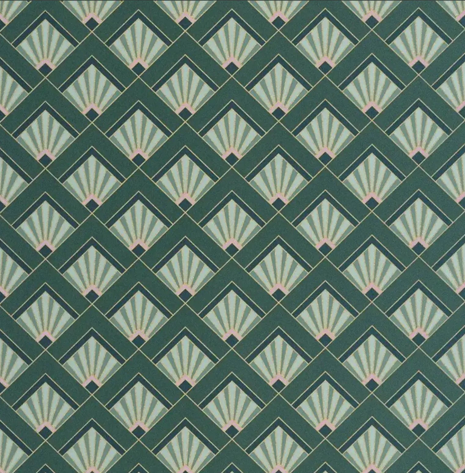 Closeup of a wallpaper showing its Art-Deco, Contemporary, Geometric pattern, color, and subtle texture.