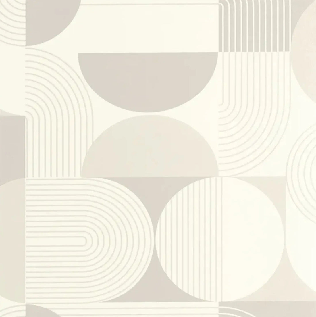 Closeup of a wallpaper showing its Art-Deco, Contemporary, Geometric, Neutrals pattern, color, and subtle texture.