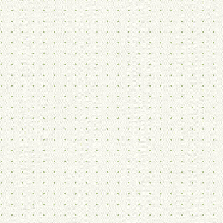 Closeup of a wallpaper showing its Cream, Dots, Green, Neutrals pattern, color, and subtle texture.
