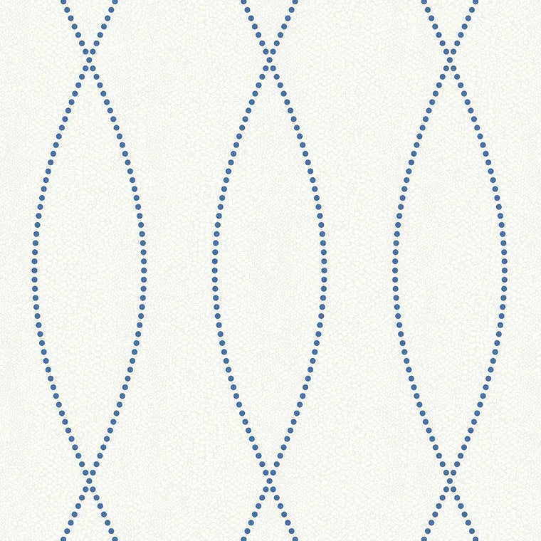 Closeup of a wallpaper showing its Blue, Contemporary, Trellis, Unicolour, White pattern, color, and subtle texture.