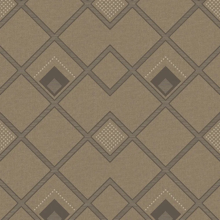 Closeup of a wallpaper showing its Brown, Contemporary, Geometric pattern, color, and subtle texture.