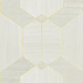 Closeup of a wallpaper showing its Geometric, White, Wood-veneer pattern, color, and subtle texture.