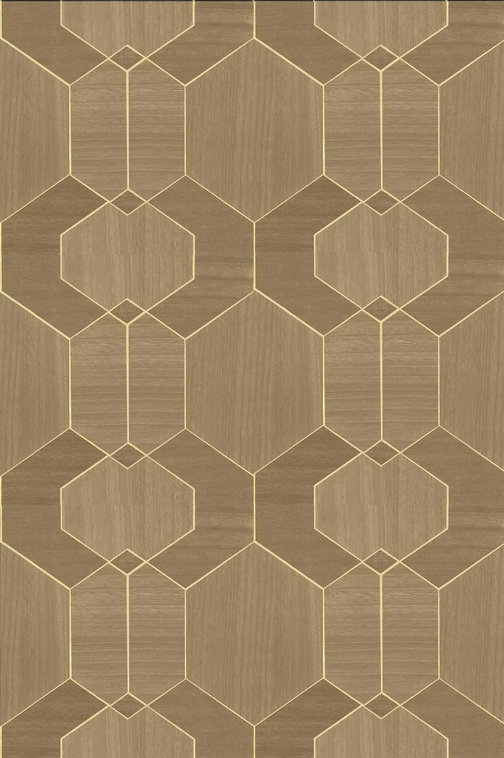 Wallpaper installed in a room showing its full pattern, color