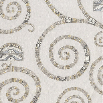 Mosaic pattern with interlocking spiral designs on a light background