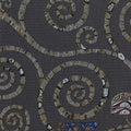 Decorative mosaic wallpaper with spiral pattern on a gray background