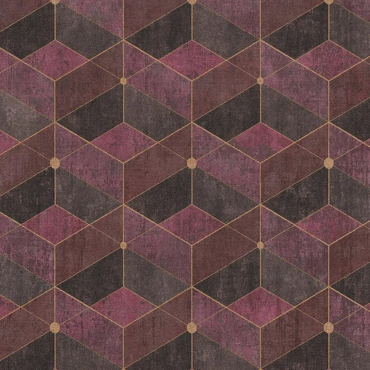 Closeup of a wallpaper showing its Art-Deco, Contemporary, Geometric pattern, color, and subtle texture.