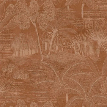 Closeup of a wallpaper showing its Art-Deco, Nature, Neutrals pattern, color, and subtle texture.